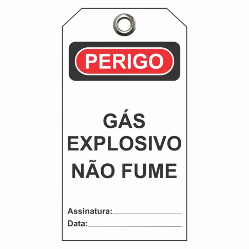 Etiqueta de Perigo (ETFBR03) Pacote com 12 unidades - Gás explosivo Não fume