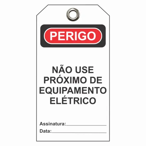 Etiqueta de Perigo (ETFBR06) Pacote com 12 unidades - Não use próximo de equipamento elétrico
