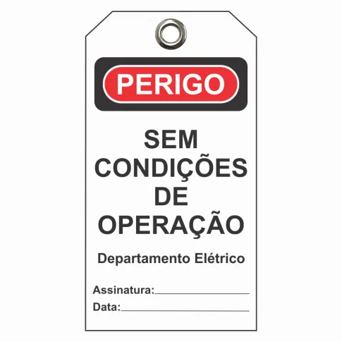 Etiqueta de Perigo (ETFBR09) Pacote com 12 unidades - Sem condições de operação Depto Elétrico