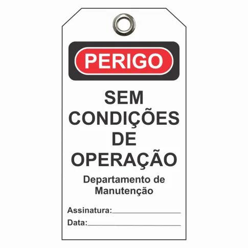 Etiqueta de Perigo (ETFBR08) Pacote com 12 unidades - Sem condições de operação Depto de Manutenção