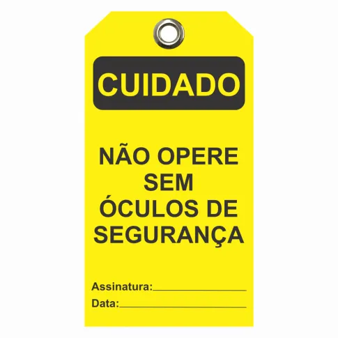 Etiqueta de Cuidado (ETFAM04) Pacote com 12 unidades - Não opere sem óculos de segurança