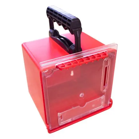 Caixa de Bloqueio Plástica com Alça para 8 cadeados Vermelha